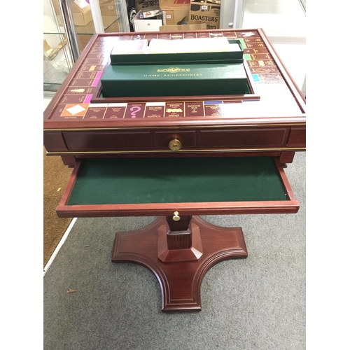 467 - A Franklin Mint Hardwood Monopoly Collectors Edition Mounted on a Table.