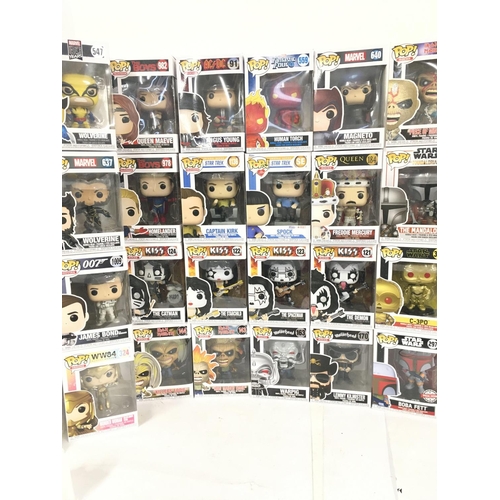 468 - A Collection of Funko Pop Figures including Iron Maiden. Kiss. Star Trek. Star Wars and others. No R... 