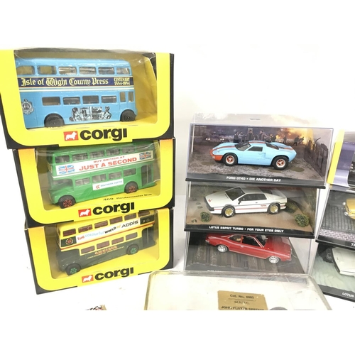 481 - A Collection of Boxed Corgi Buses. James Bond Collectors Cars etc. No Reserve.