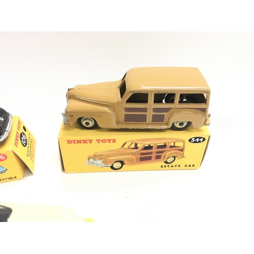 55 - 3 Boxed Dinky Vehicles in Reproduction Boxes. Including Austin Atlantic Convertible #106 a Estate Ca... 