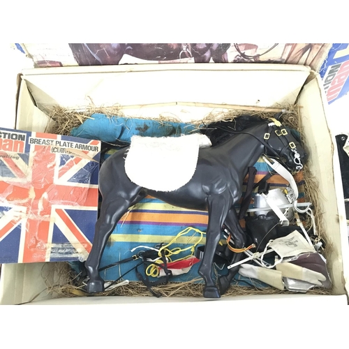 73 - A Boxed Palitoy Action Man Horse including a Lancers Uniform. Box is worn.