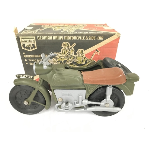 75 - A Boxed Cherilea Toys German Army Motorcycle and Side-Car.