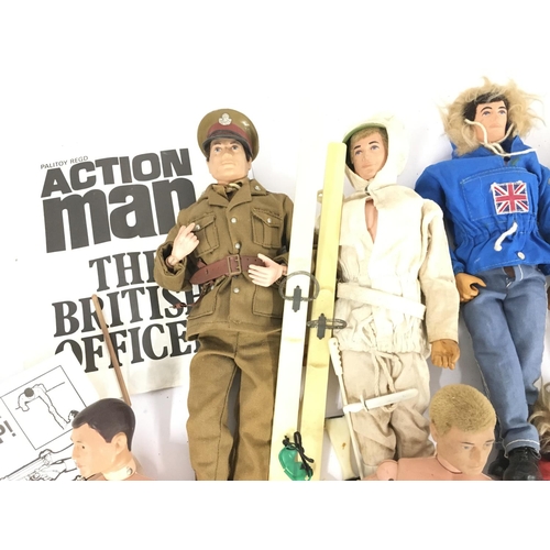 77 - A Collection of Vintage Action Men and some accessories. Some in need of repair.