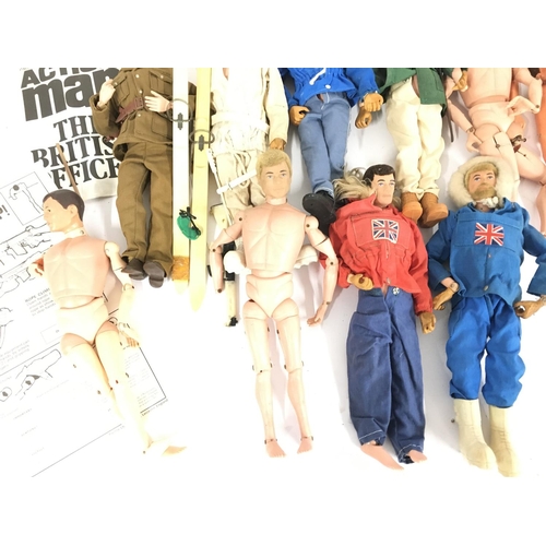 77 - A Collection of Vintage Action Men and some accessories. Some in need of repair.