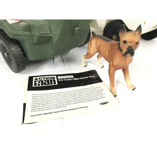 80 - 2 X vintage Action Figure Vehicles. A Action Man Brutus Dog and a SkyHawk Para Glider.