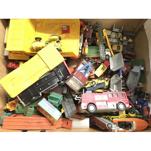 91 - A Box Containing a Collection of Playworn Die-Cast and Tin plate.