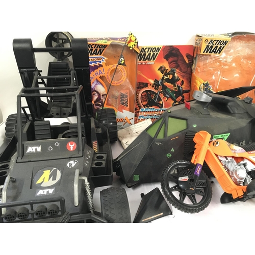 93 - A Collection of Modern Action Man Vehicles including a Buggy. Motorbike.a Stealth and a Jeep.Also 2 ... 