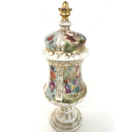 1001 - Dresden vase circa 1860 decorated with galant scenes and floral decoration