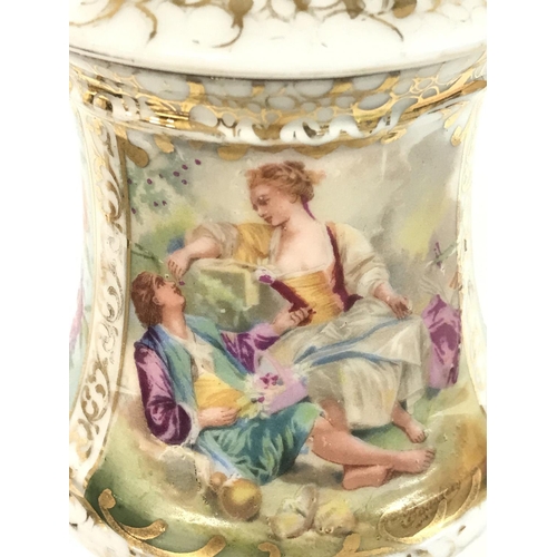 1001 - Dresden vase circa 1860 decorated with galant scenes and floral decoration