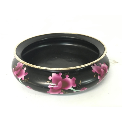 1005 - A Carlton ware floral dish, a Victorian glass biscuit barrel, black and floral ceramic dish & wheel ... 