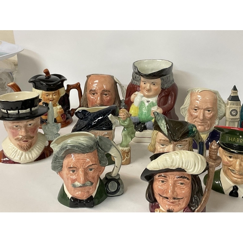 1044 - A collection of small Doulton, Staffordshire, Toby etc character jugs