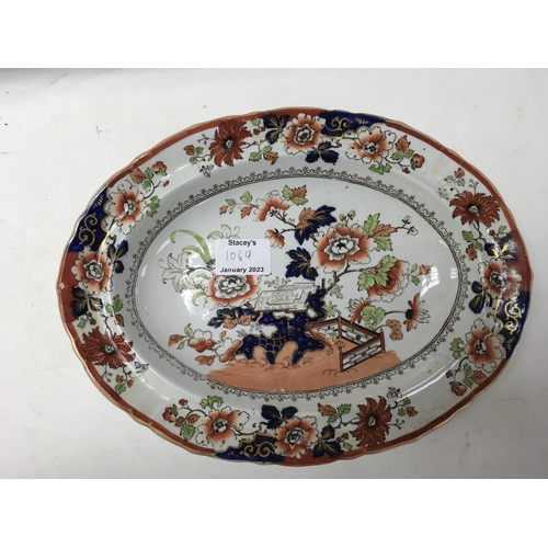 1049 - Large stoneware turkey dish, stoneware oval dish and stoneware butter dish.