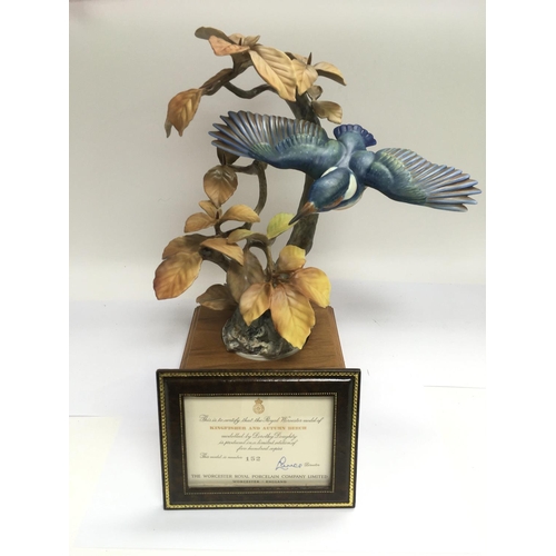 1058 - A limited edition Royal Worcester figure of a Kingfisher and Autumn Beech number 152/500, total appr... 