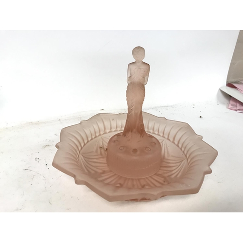 1078 - A collection of coloured glass ware including a clock, flower bowl and a biscuit barrel