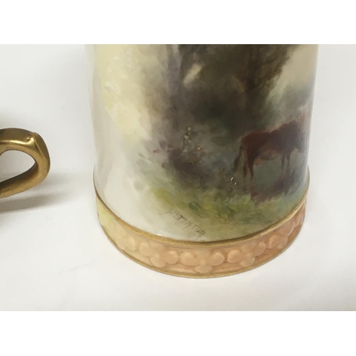1101 - A Royal Worcester hand painted porcelain vase decorated with cattle in a landscape signed Harry Stin... 