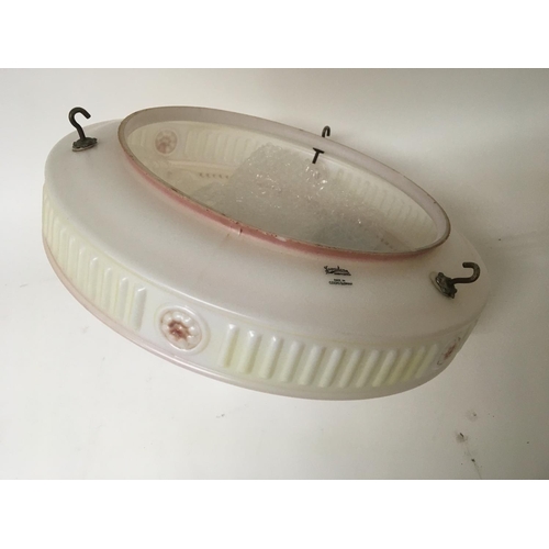 1105 - A Vintage opaque glass hanging shade maker Sunastone Slovakia. diameter 40cm