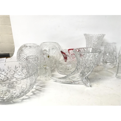 1110 - A collection of cut glass ornaments including bells, vases
