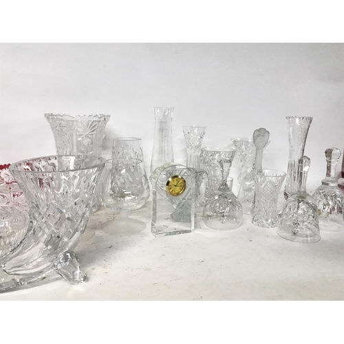 1110 - A collection of cut glass ornaments including bells, vases