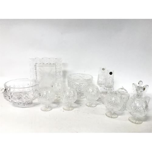 1110 - A collection of cut glass ornaments including bells, vases