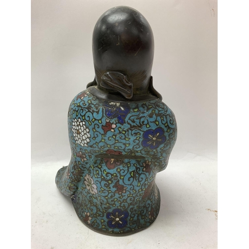 1311 - A Chinese bronze and cloisonnÃ© figure of Shou Lao, 24cm