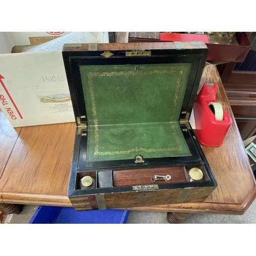 1524 - Victorian walnut brass bound writing box