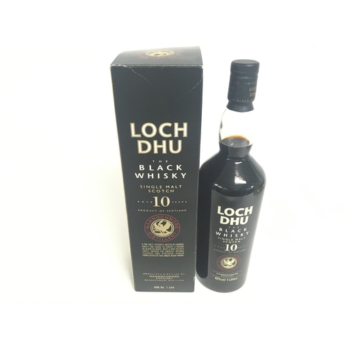 2073 - 1 liter Loch Dhu black whisky 10 years single malt scotch with box.