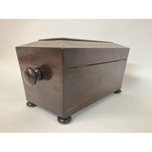 803 - Tea caddy mahogany box. Approximate dimensions- 32x18cm