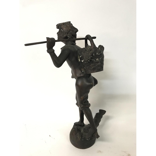 806 - Bronze cast sculpture of a young grape picker, 12x36cm approx