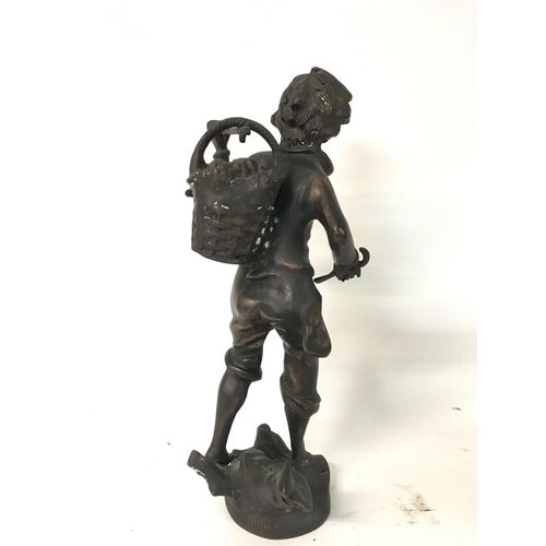 806 - Bronze cast sculpture of a young grape picker, 12x36cm approx