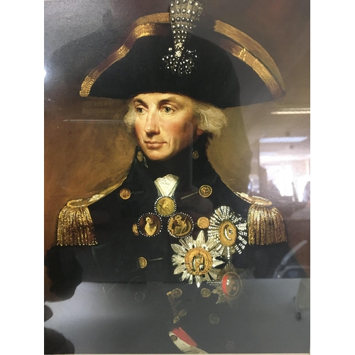 809 - A simulated bronze bust of Lord Nelson approximately 46x18cm & a gilt framed print approximately 47x... 