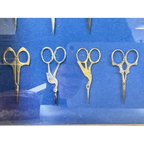 812 - A collection of over 65 pairs of antique scissors including early 19th century steel and brass dress... 