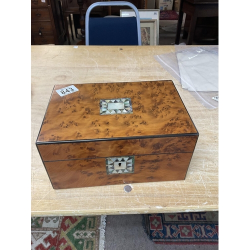 843 - Burr walnut work box