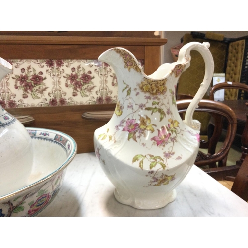 1105 - A wash bowl and jug by Keeling and co ltd and one other. No reserve.