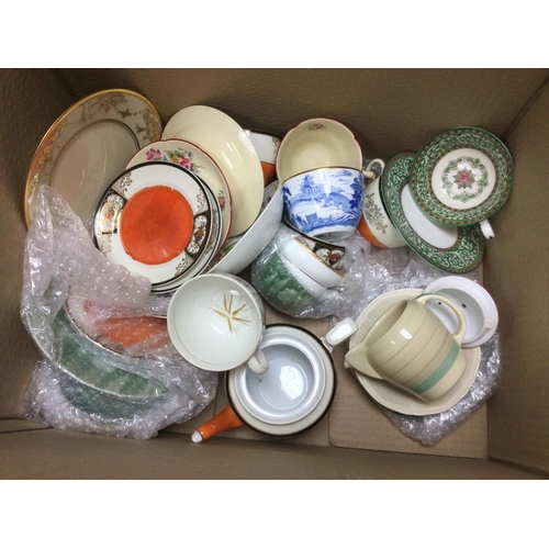 1121 - A box containing various ceramics, mostly Wedgwood and comprising many plates.