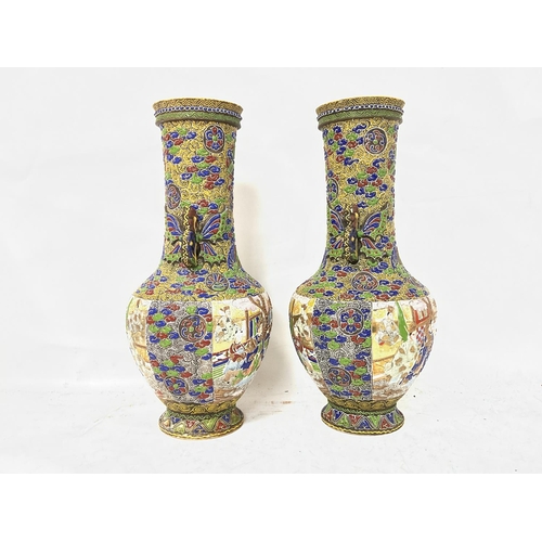 1209 - Japanese vases (pair circa 1920). Approx 42cm tall