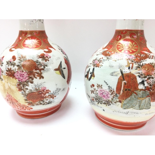 1238 - Pair of late 19th century Japanese kutani vases, approx 32cm tall