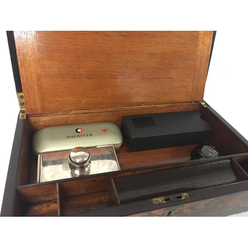 1303 - A Victorian writing box with a well fitted interior, 40x14cm