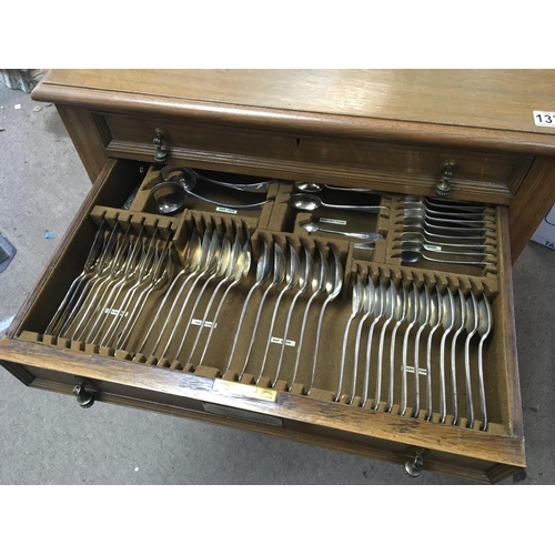 1376 - A quality oak canteen of cutlery maker Mappin & Webb fitted with two drawers.