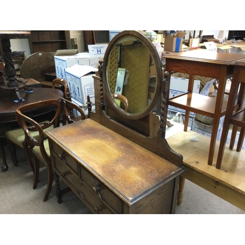 1412 - A dressing table with circular mirror. 107cm wide 46 deep. No reserve.