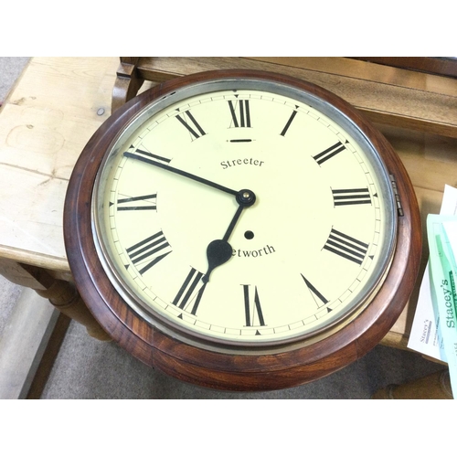 1414 - A pine dressing table 87cm wide 43cm deep and a vintage dressing top mirror and a wall clock, uphols... 