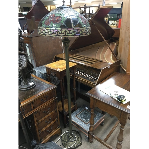 1434 - A Tiffany style lead light and metal standard lamp.