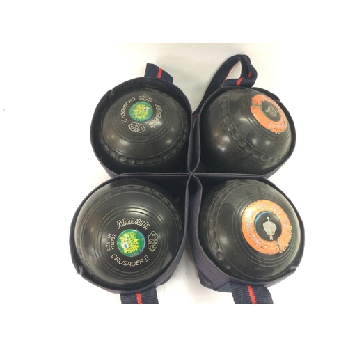 1956 - A set of four crown green bowling balls, size 4 H.