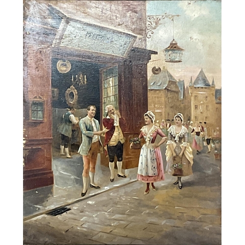 1966 - A pair of oil on board over paintings of French Town scenes. 27cm x 22cm