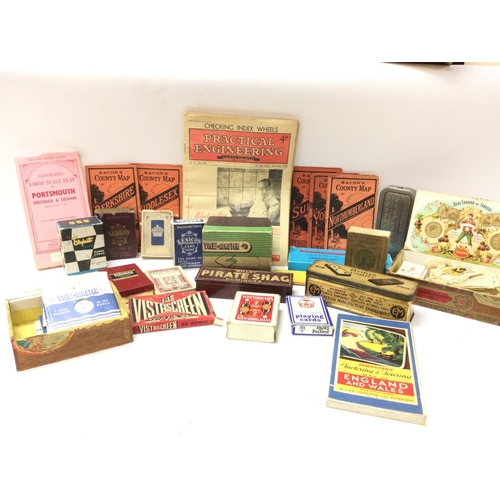 1969 - A collection of assorted vintage games, maps, leaflets, magazines, cigarette cards etc