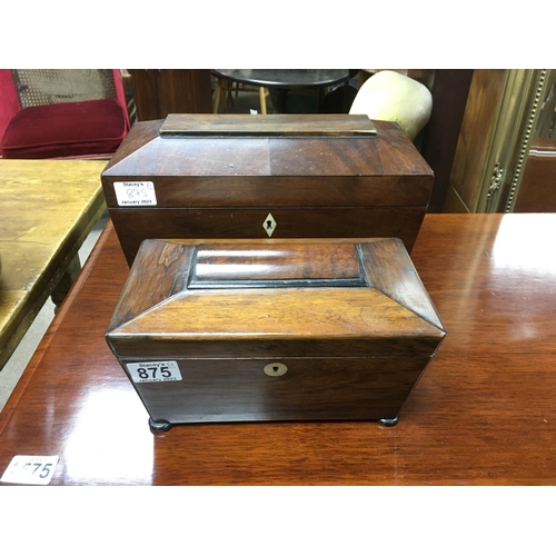 708 - Two tea caddies comprising a rosewood example and one other.