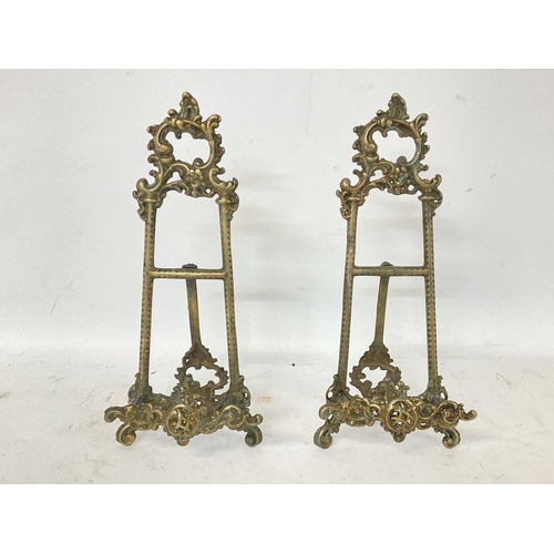 730 - Small pair of brass picture easels, approximately 25cm tall