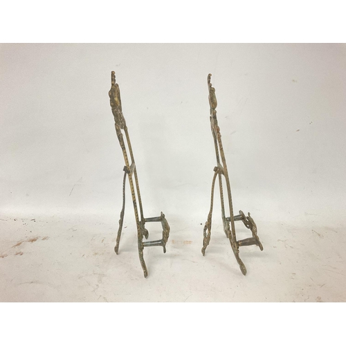 730 - Small pair of brass picture easels, approximately 25cm tall