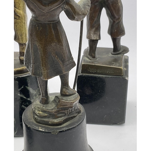 749 - 5 small figural cast bronze figures of children, highest 16cm, 1 impressed Otto Hoffmann