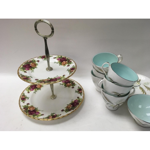 904 - A Royal Albert Coffee set and a Royal Albert old English Country Rose cake stand