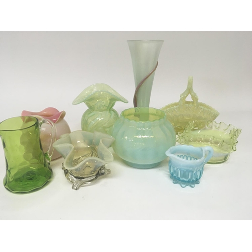 905 - A collection of Victorian Vaseline glass and other conforming glass no obvious damage (9)